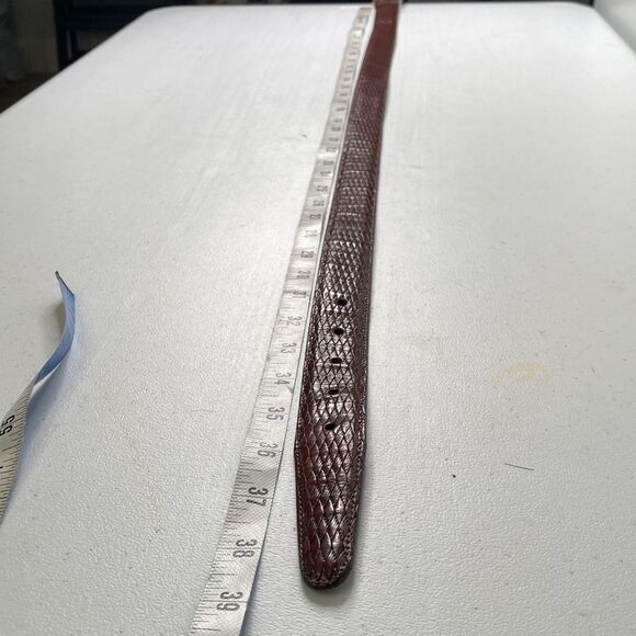 Brighton Vintage Brown Woven Weave Leather Belt Silver Tone Buckle 1996 Office